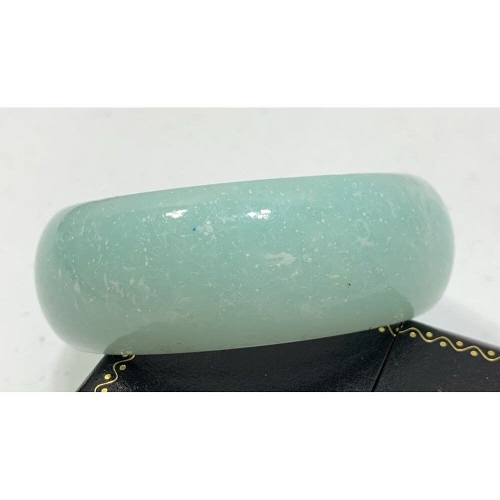 Vintage Mint Sea Green Bakelite Lucite Chunky Bangle Bracelet Swirl Speckled